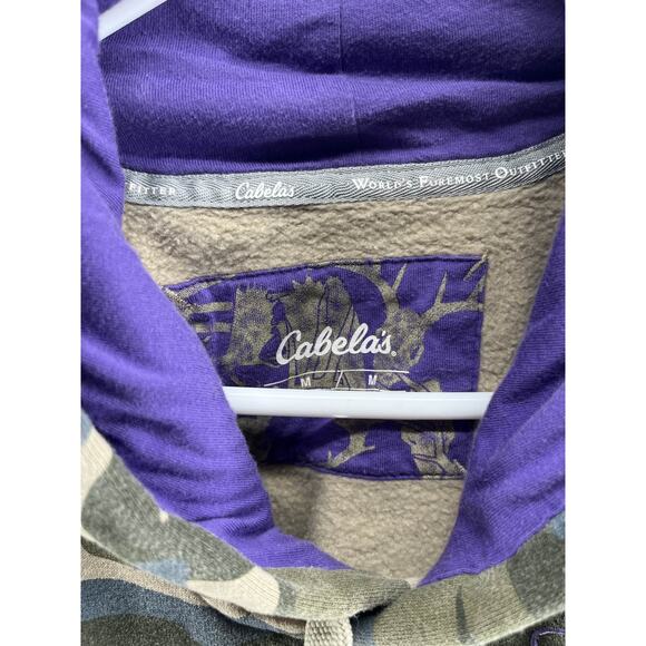 Cabela's Womens Camo Hoodie Pullover Purple Logo Sweatshirt M - Picture 2 of 3